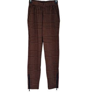 Universal Standard Brown Plaid Moro Pocket Signature Ponte Pants Zipper Hem
